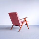 Mid Century Easy Chair Model B 310 Var in Coral Velvet