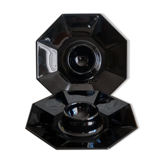 Set of 2 black octagonal egg cups