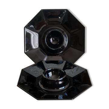 Set of 2 black octagonal egg cups