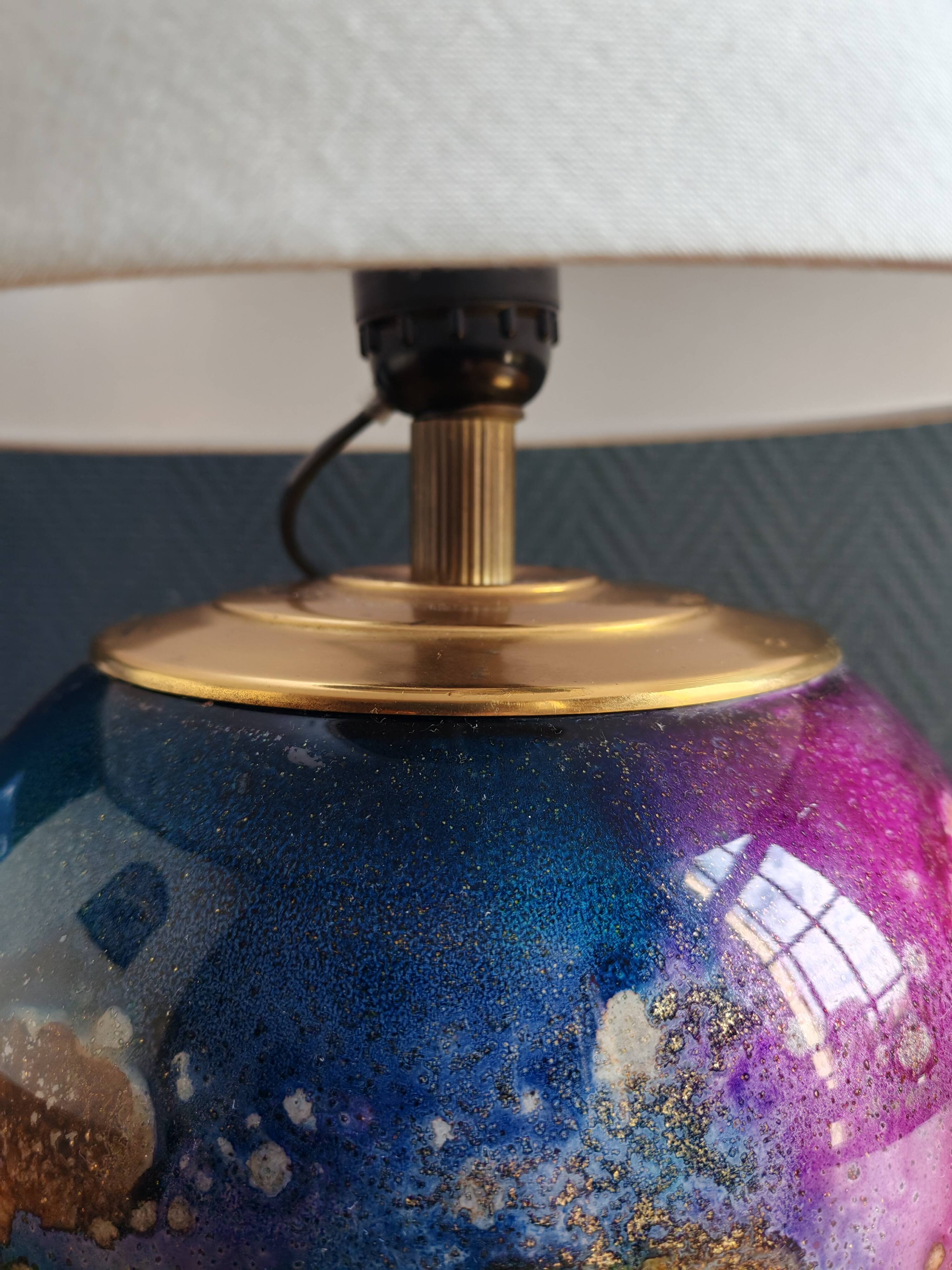 Lamp "Laque Line" Jean-Noël Bouillet (JNB) - Painted Glass Globe Signed
