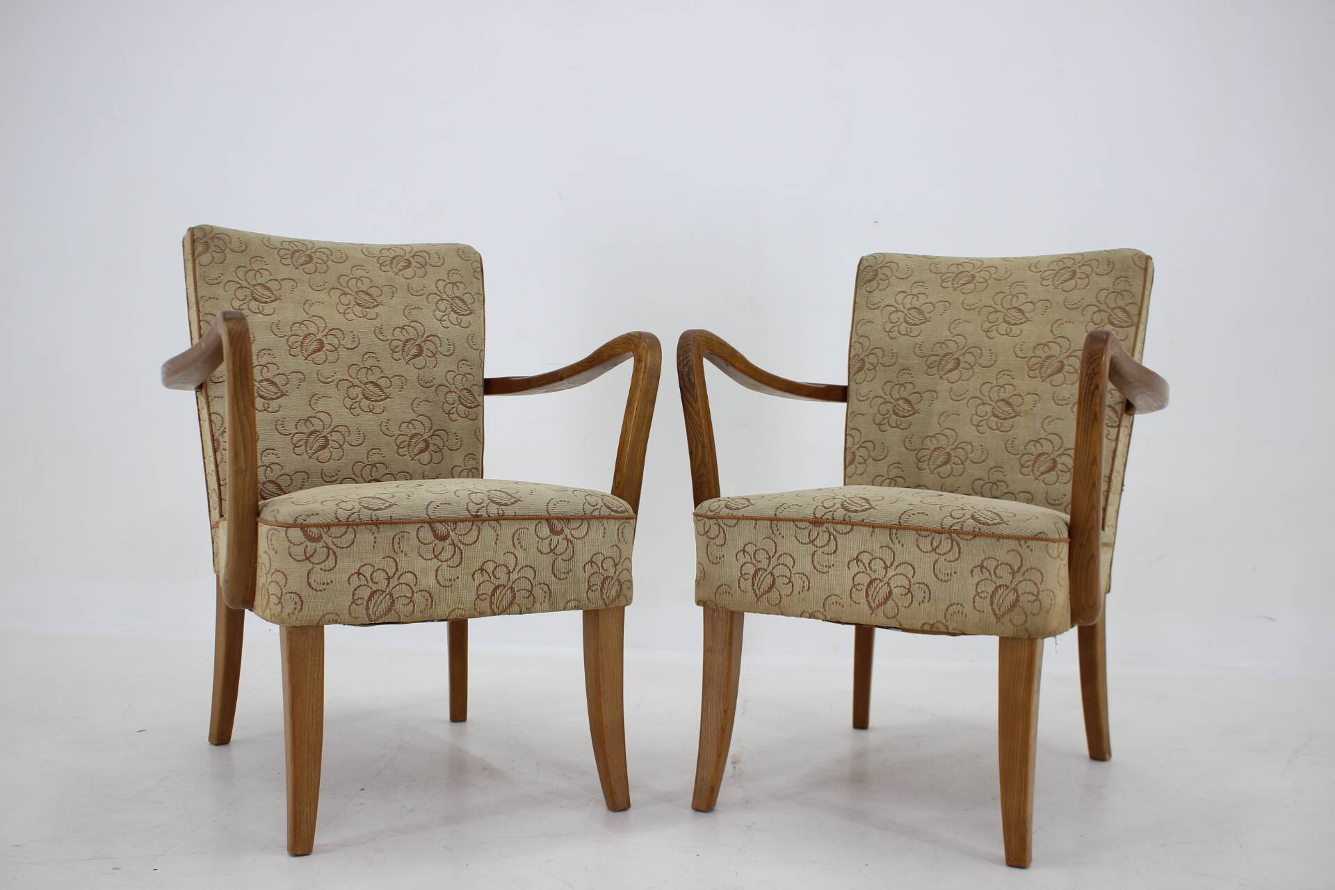 1940s Pair of Oak Armchair , Czechoslovakia