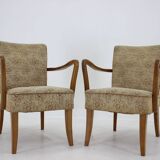 1940s Pair of Oak Armchair , Czechoslovakia