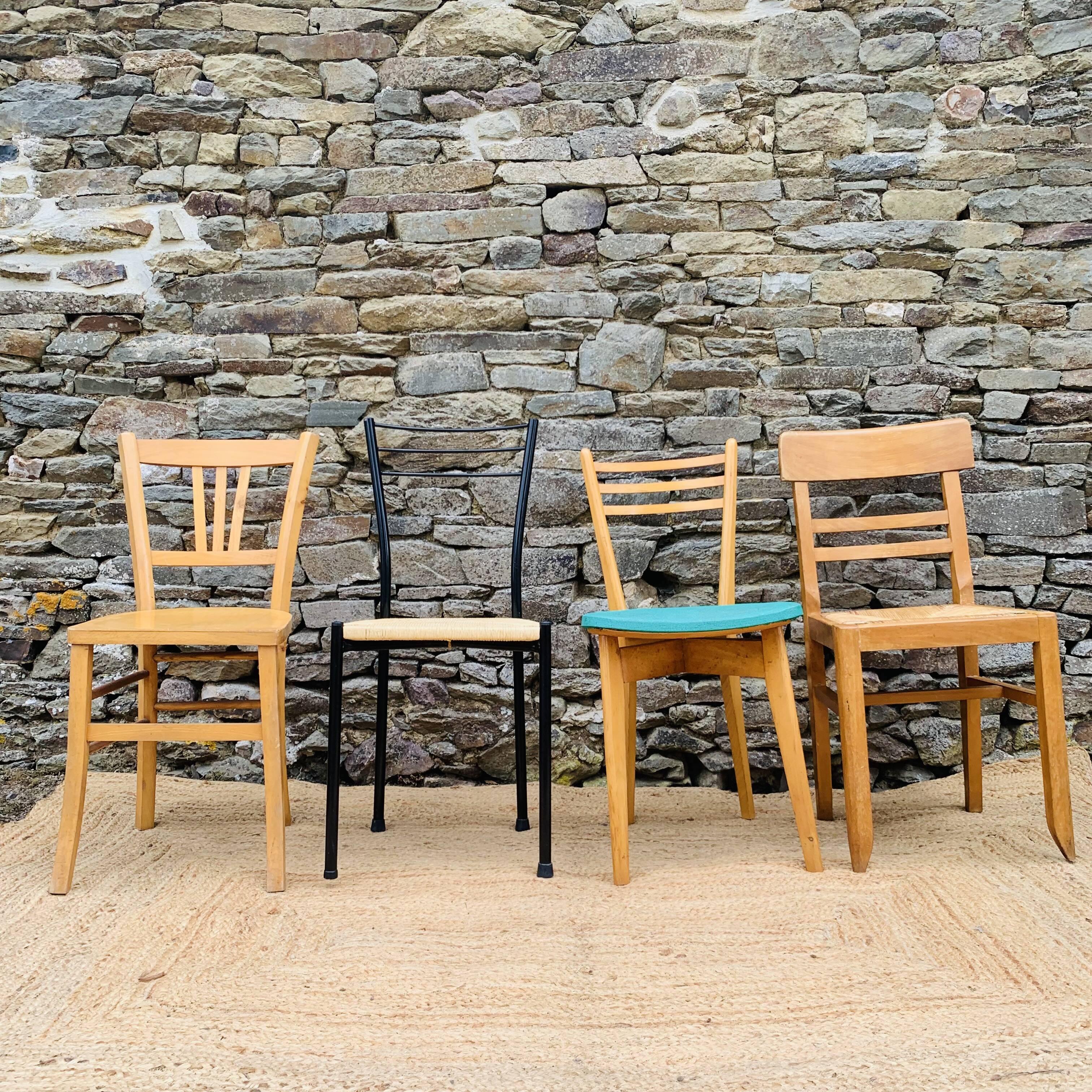 Set of 4 mismatched chairs