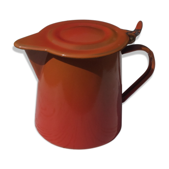 Verseuse en tôle émaillée orange