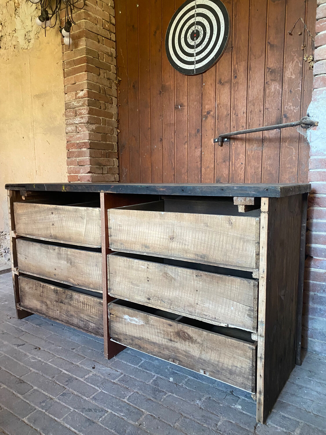 Patinated wooden workshop furniture