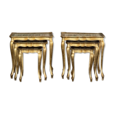 Paire de 3 tables gigognes de style florentin