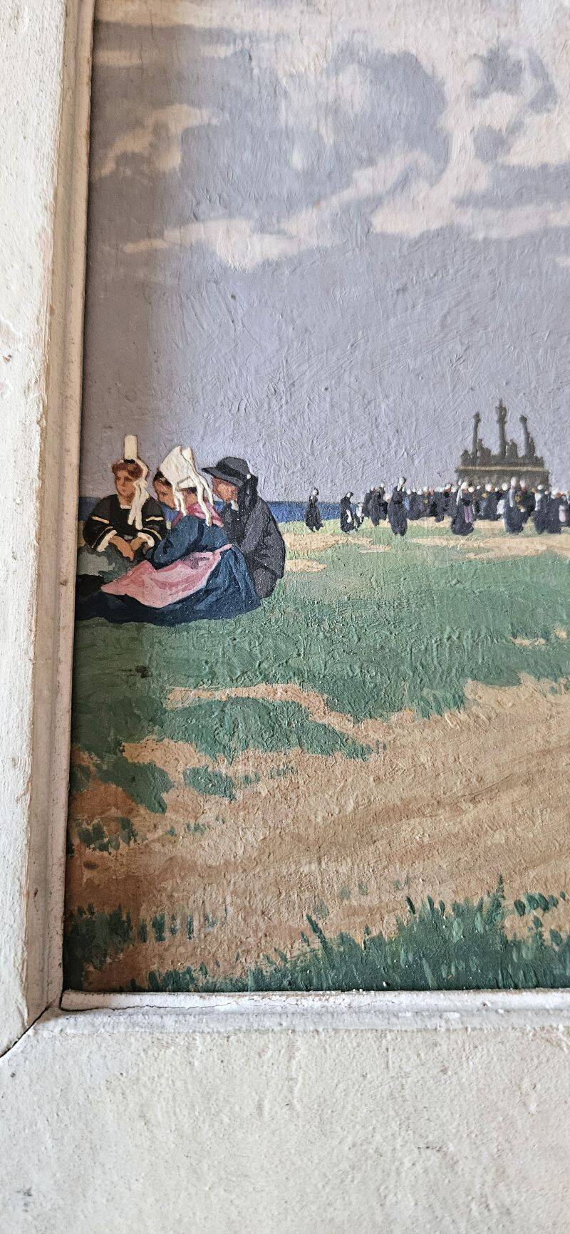 Marcel Jacquier - Oil on Panel Scene of Pardon in Brittany