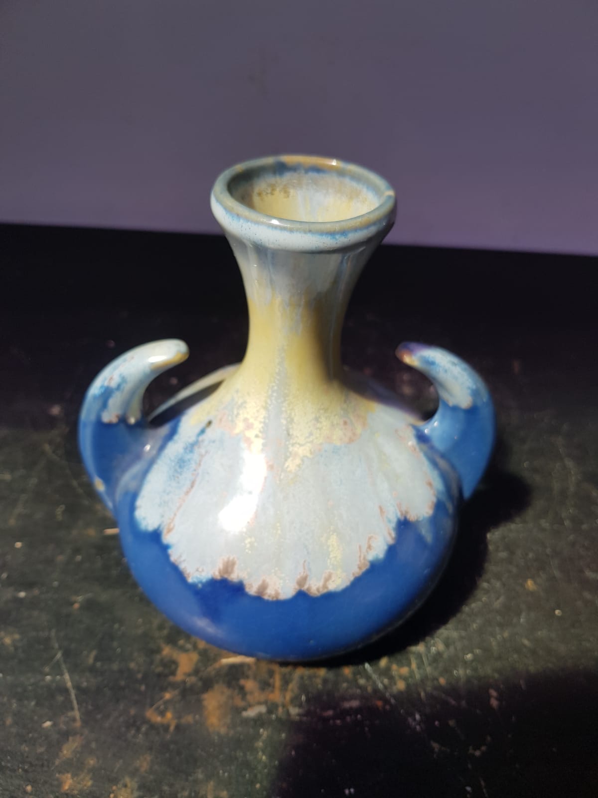 Old vase alpho ceramic blue 1970