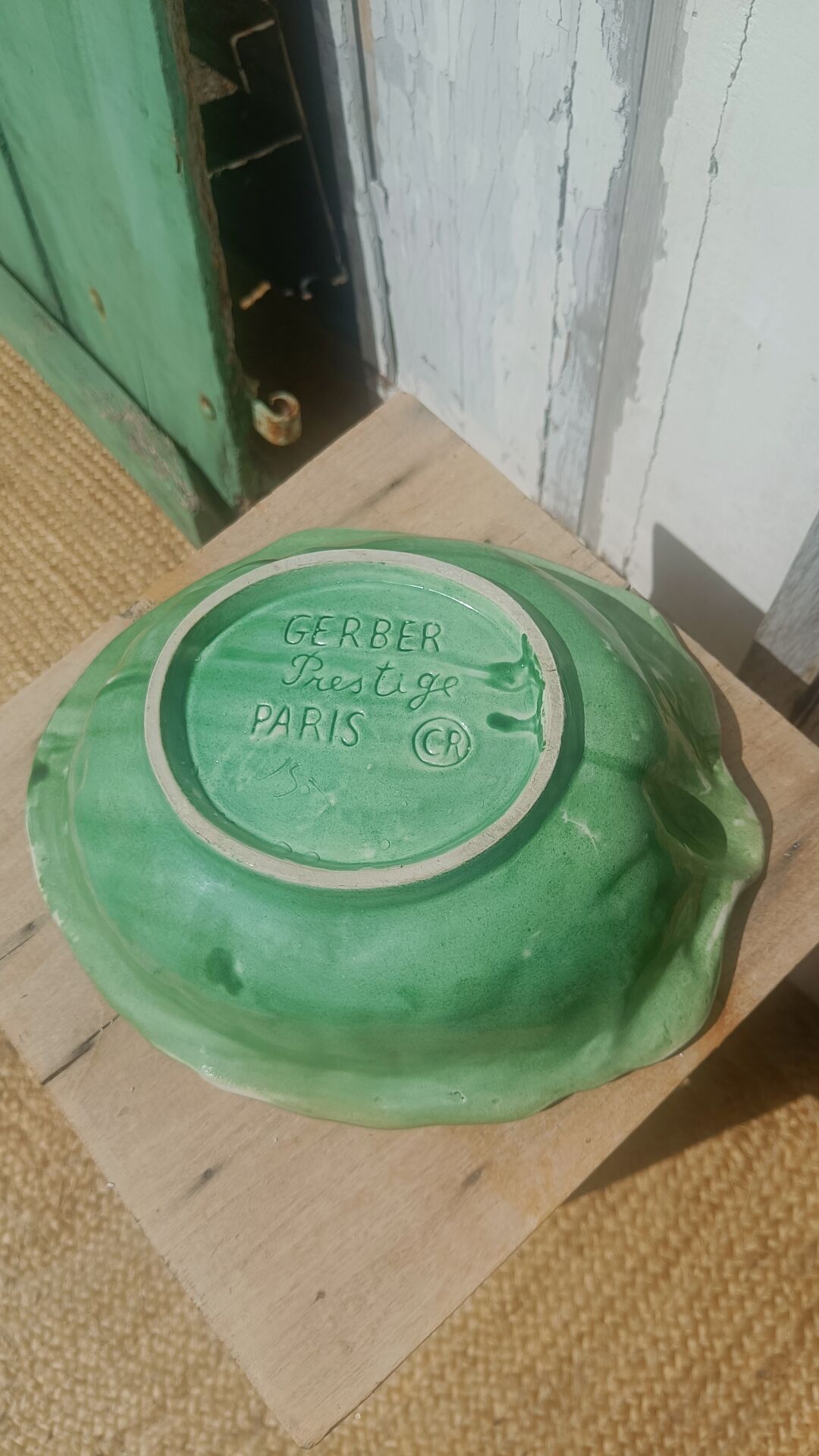 Vintage cabbage decorated earthenware salad bowl