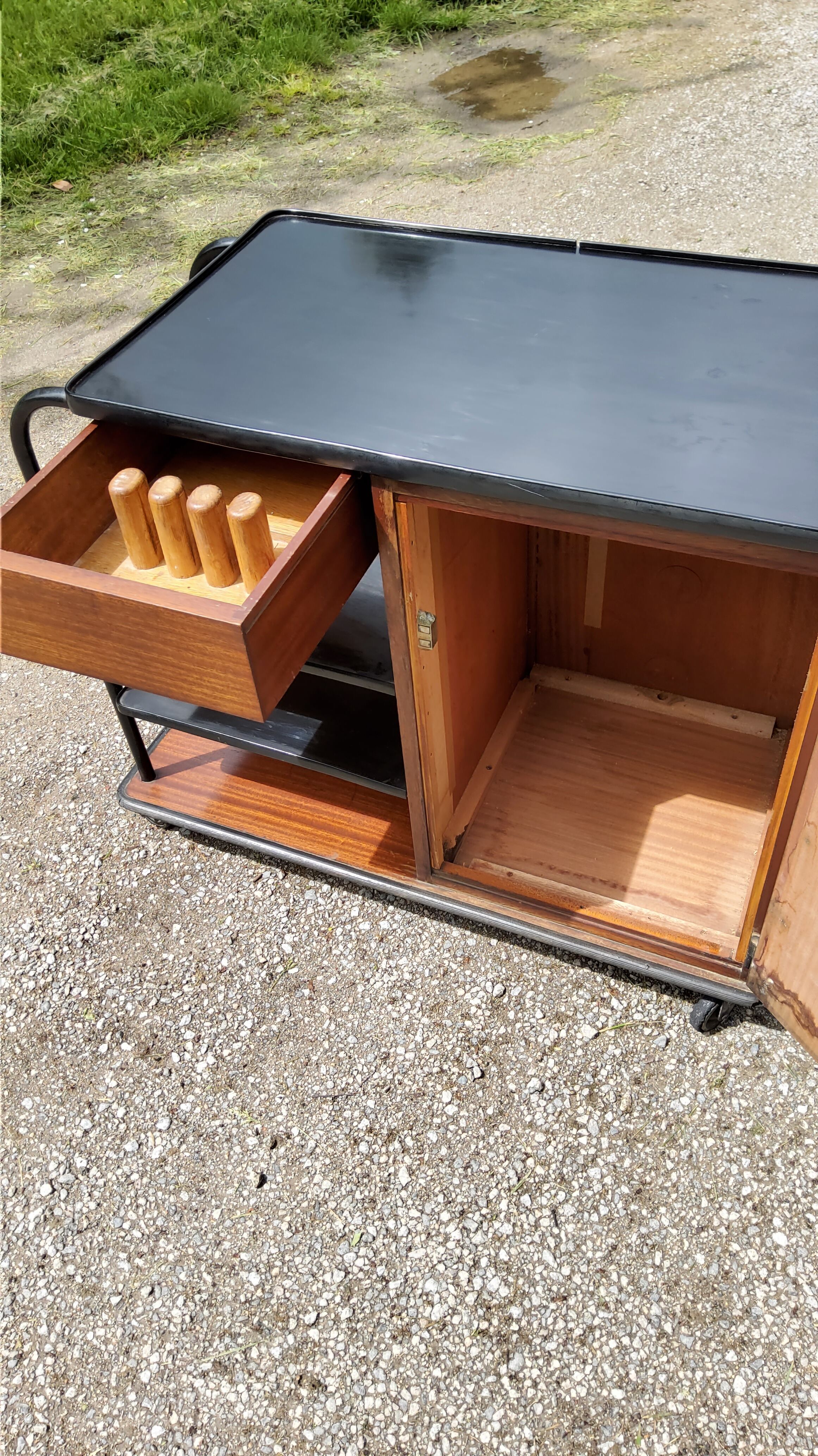 1960s roller service in mahogany and formica fournier paris