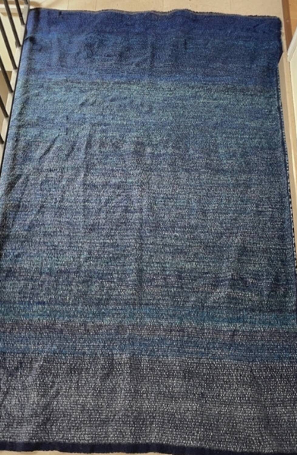 Blue ethnic hand-woven plaid