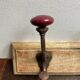 Wall hook with three hooks in wood, wrought iron, porcelain balls