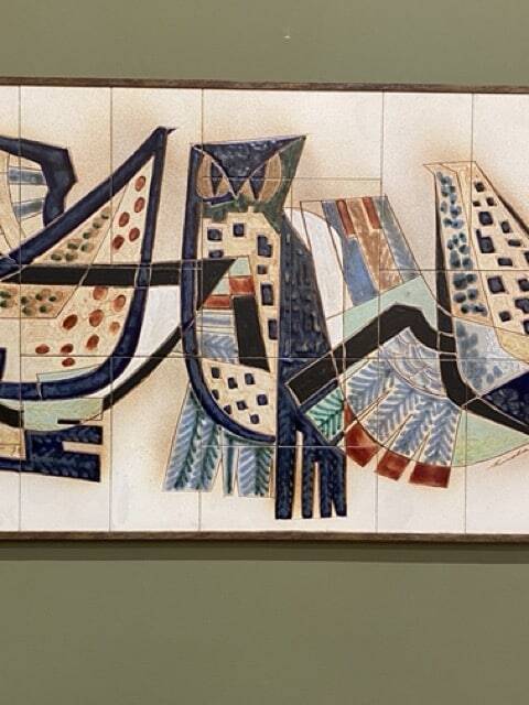 Wall panel, modernist ceramic signed Sinclair (from Hendrickx), 1950/60