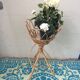 Porte plante en rotin et bambou vintage 1960