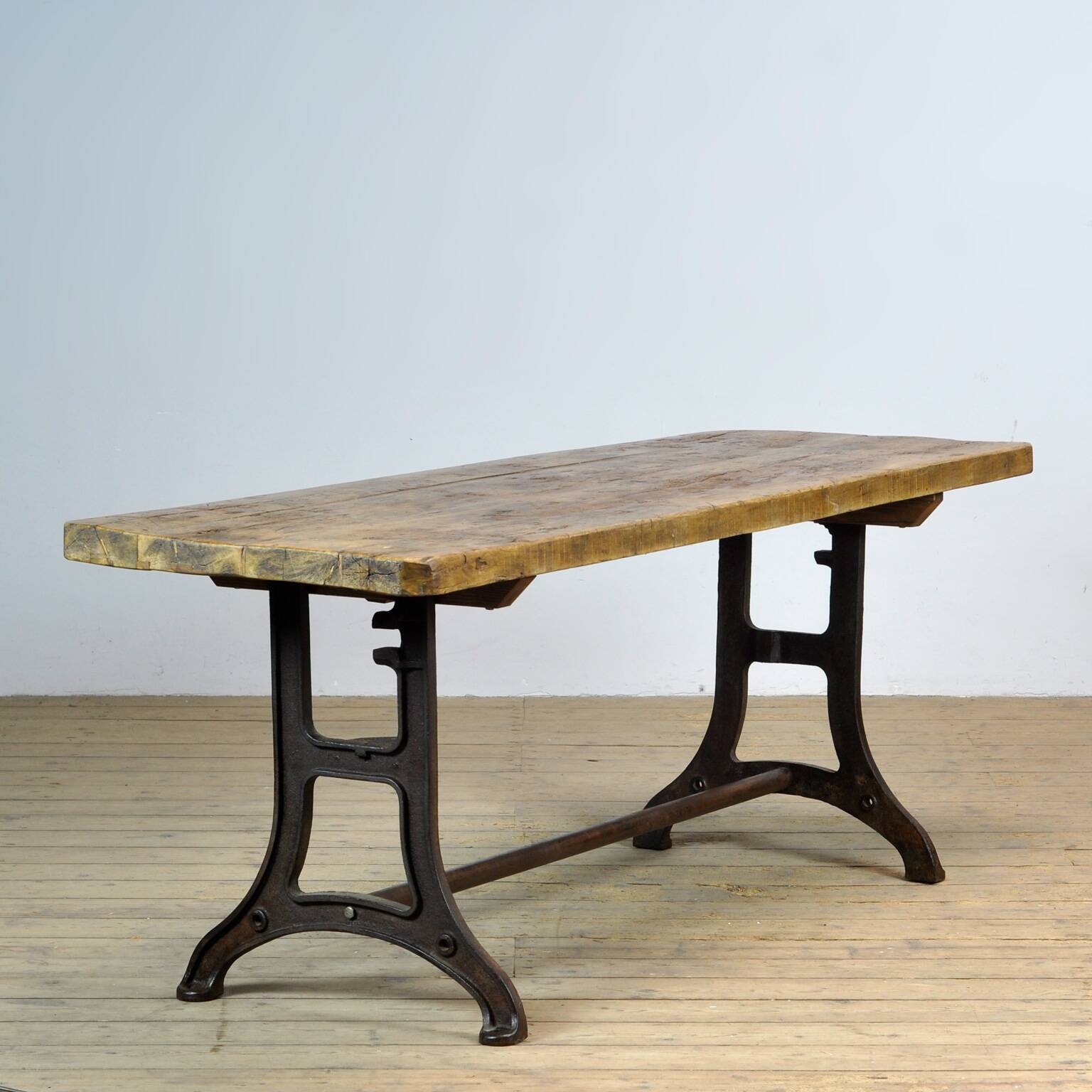 Industrial Table With An Old Pine Top