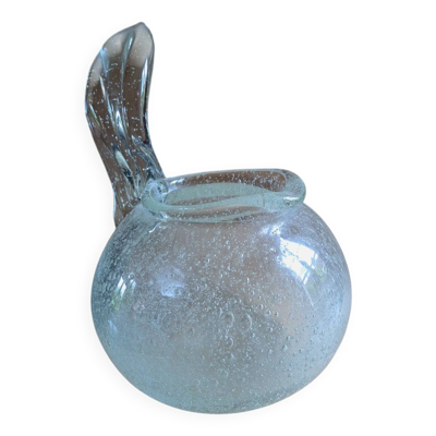 Vase en verre bullé signé Schneider France 1950