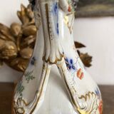 Antique polychrome porcelain jug, Orientalist decoration.