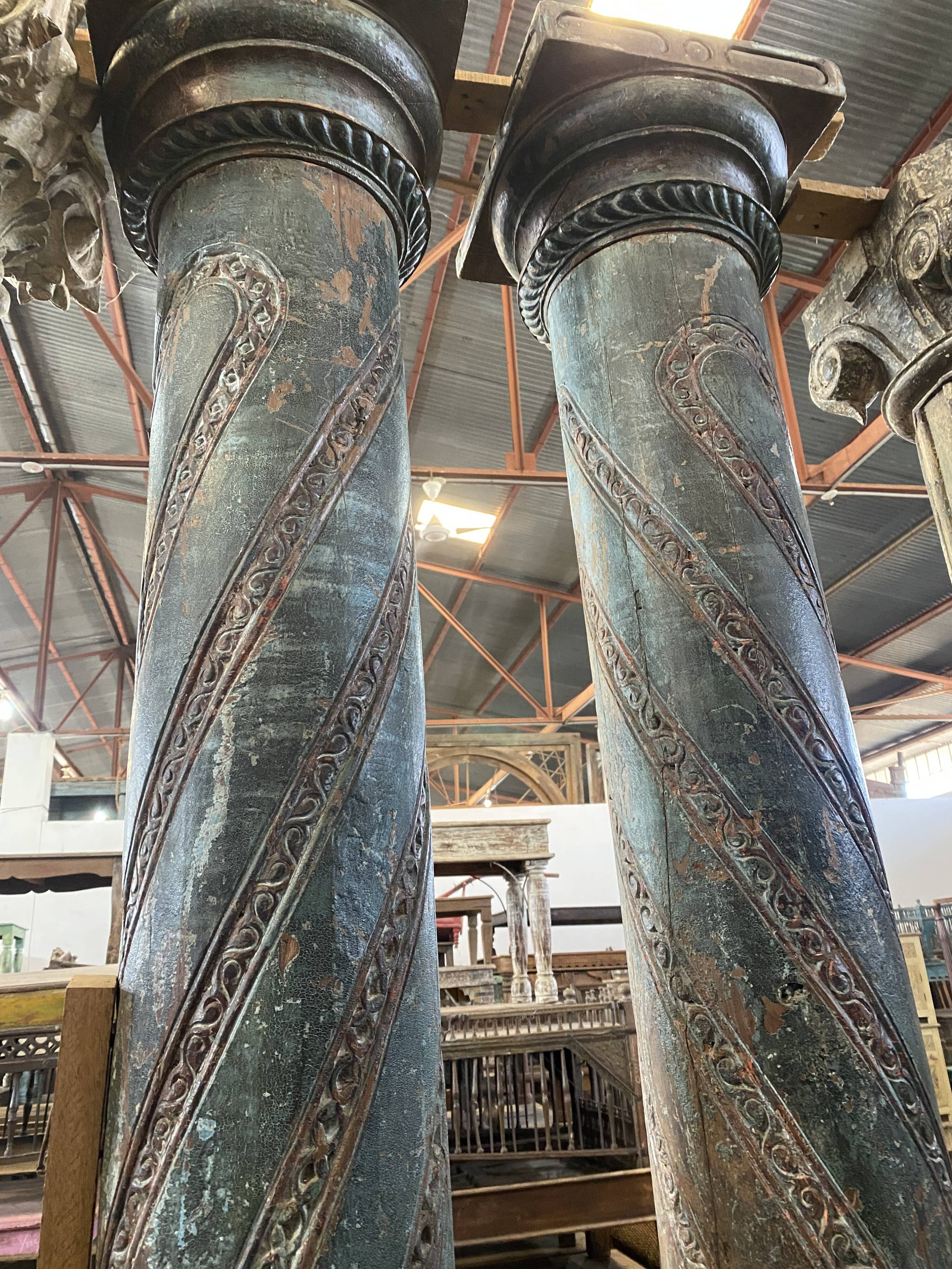 Carved wooden column
