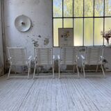 4 white wooden garden chairs