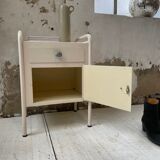 Industrial white metal bedside