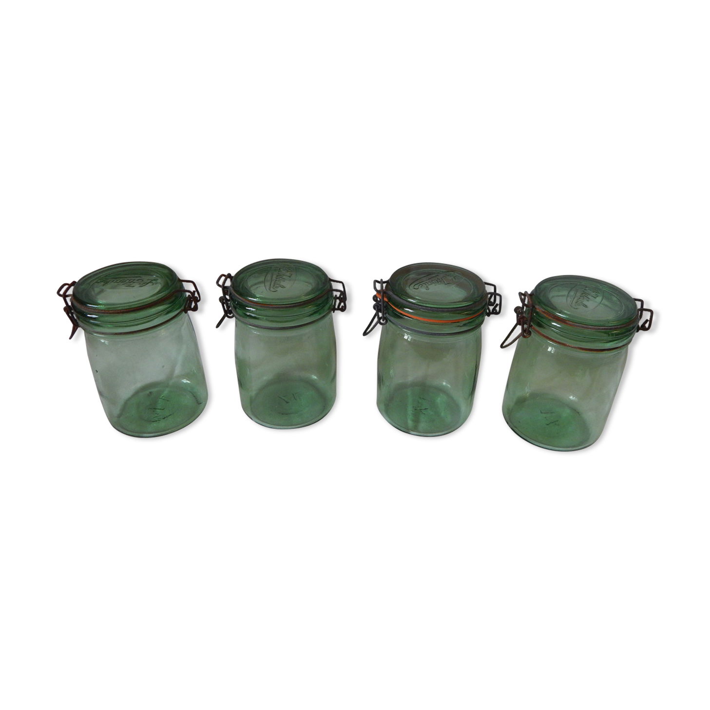 Series of 4 old jars the perfect 3/4 liter