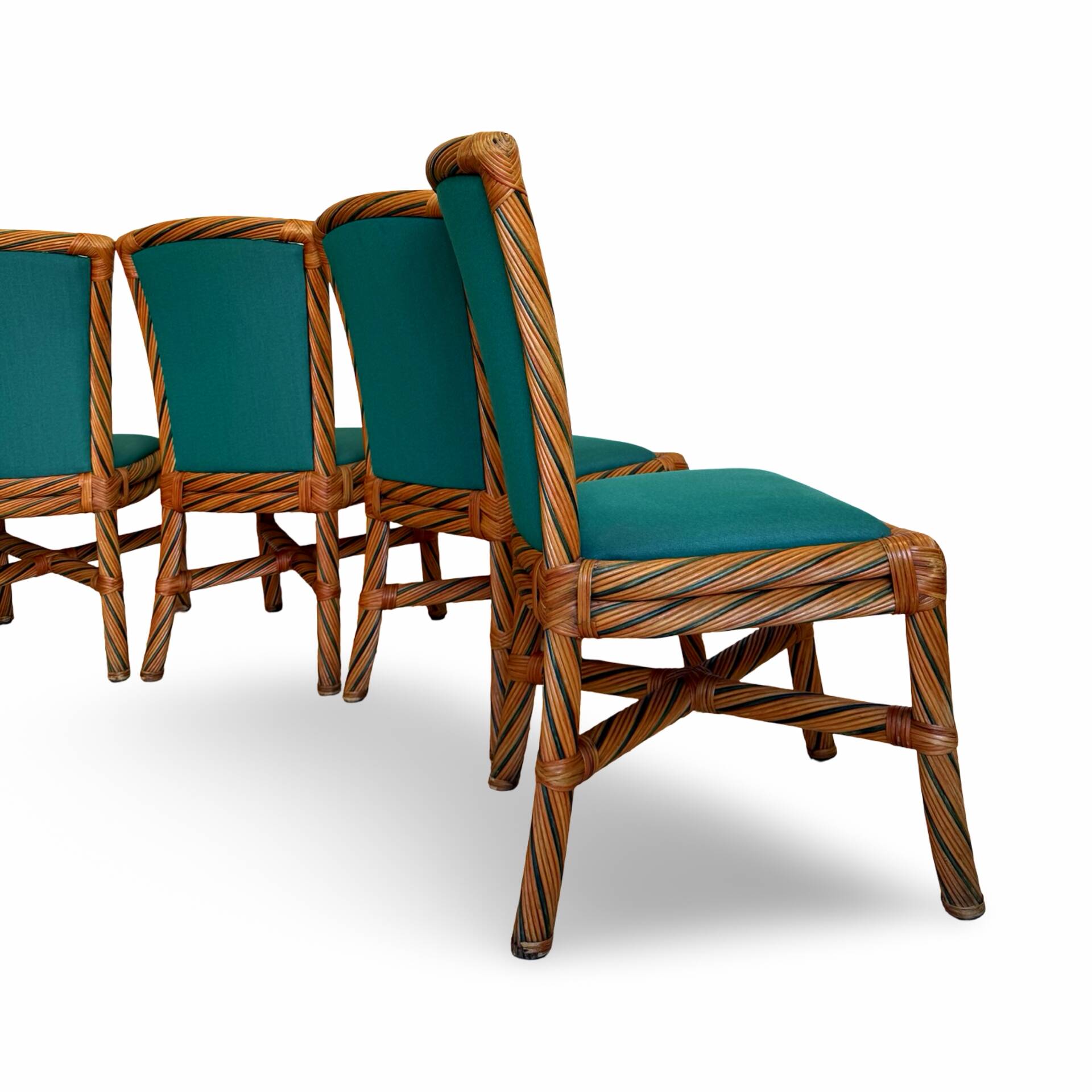 Set of six vintage bamboo and rattan dining chairs