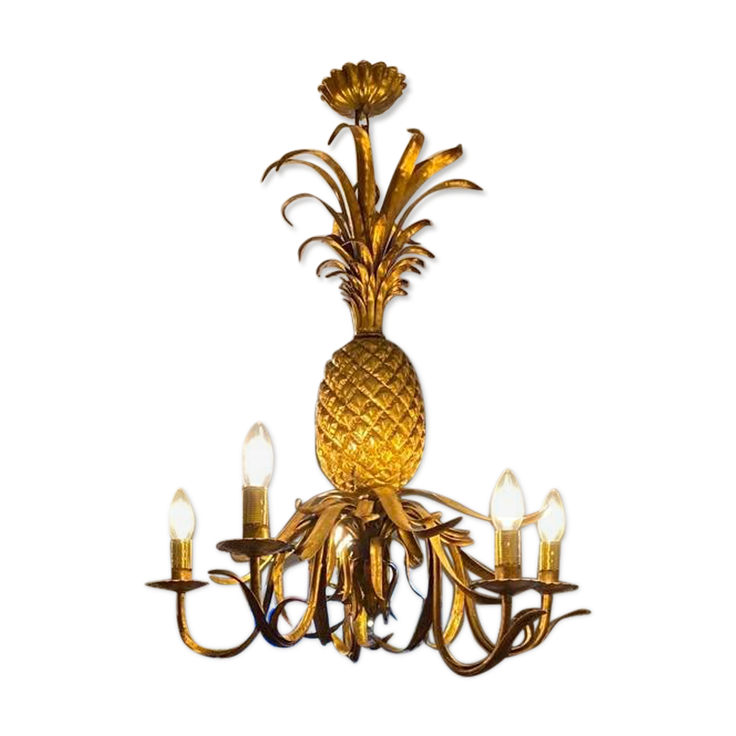 Pineapple chandelier 1940 Hollywood Regency