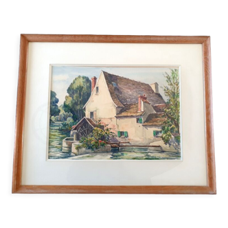 André Duculty (1912-1990) Watercolor on paper "View of the mill" Signed lower right