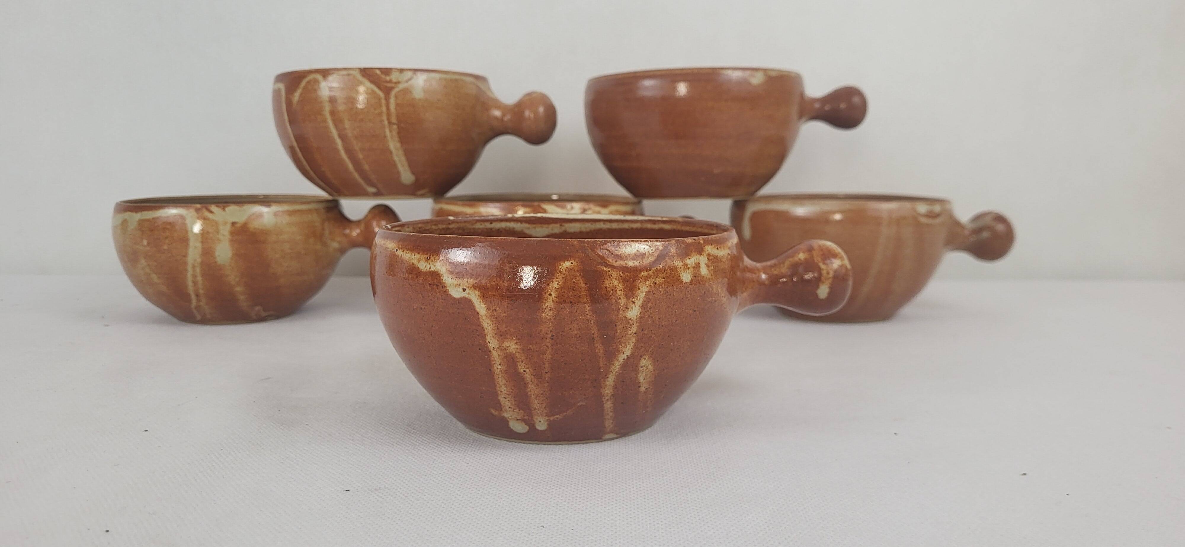 6 Puisaye stoneware bowls