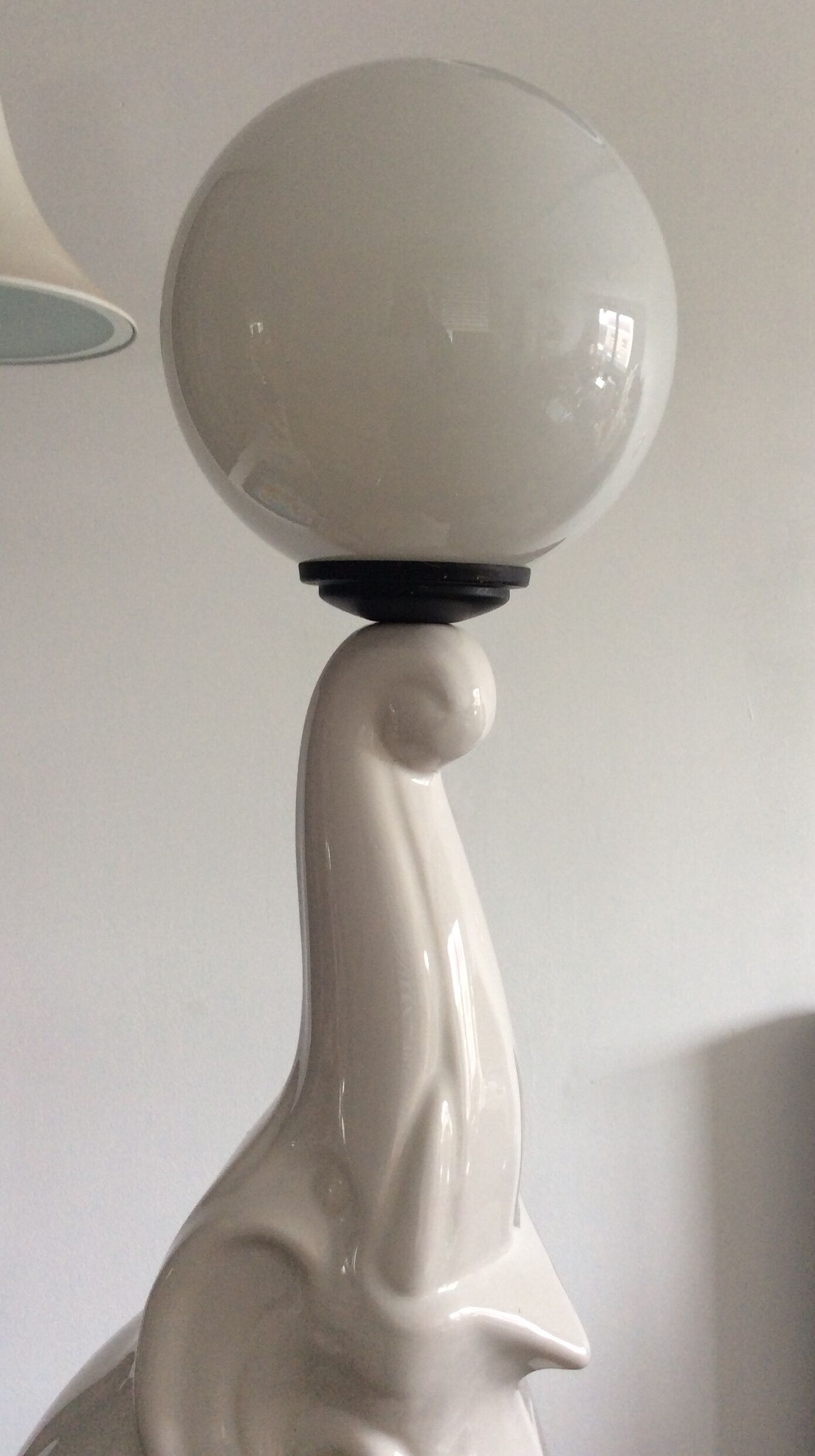 Vintage elephant lamp ceramic and opaline