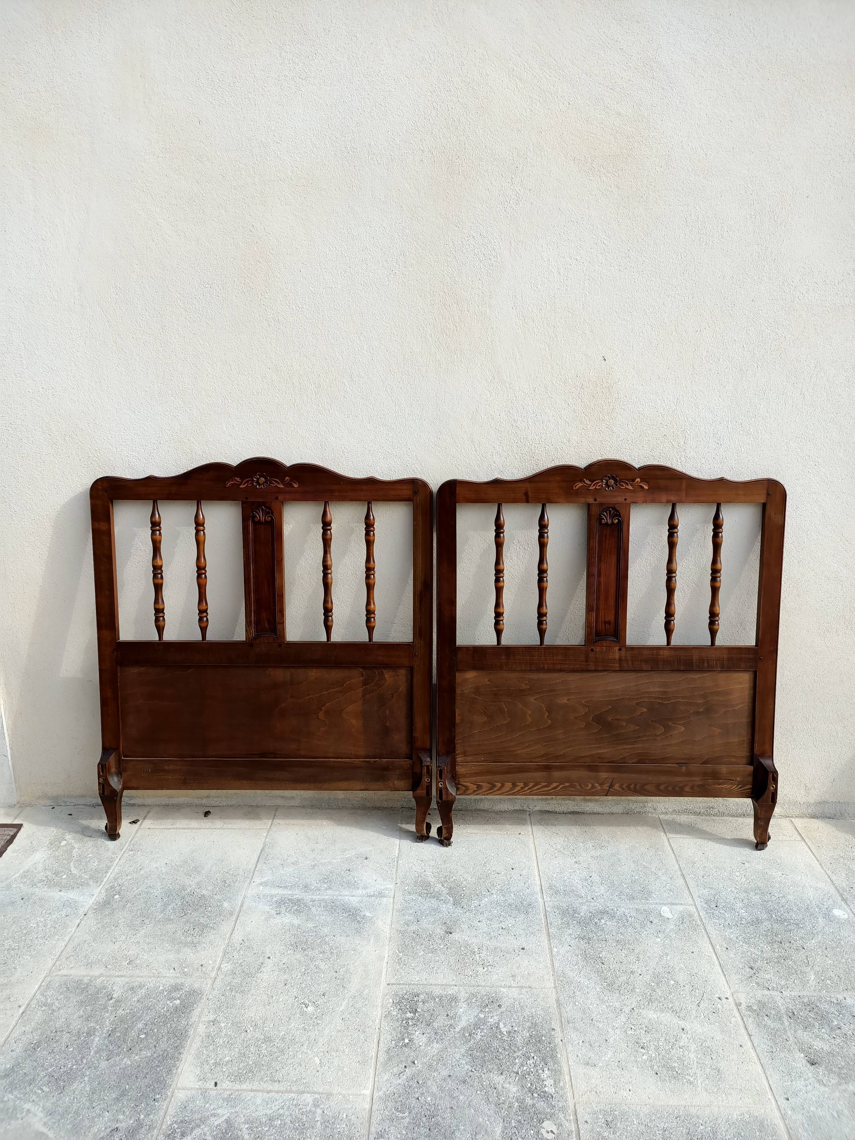 Pair of Provencal wooden bed year 40 from Dervieux