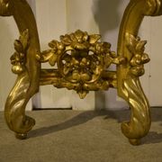 Golden wood and marble console, 19th century.