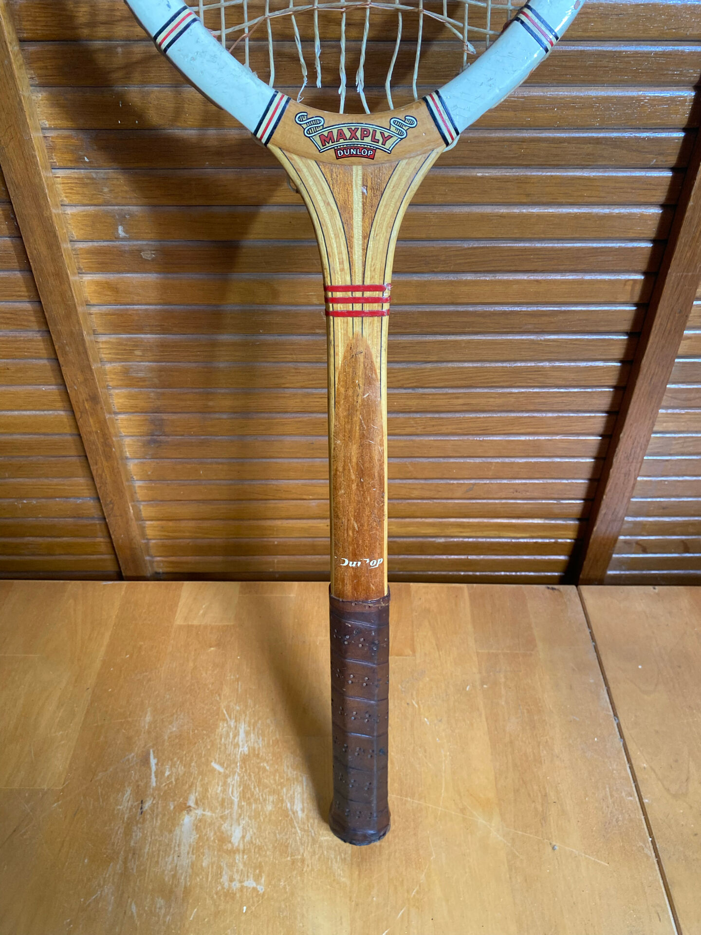 Raquette tennis ancienne dunlop maxply bois + protection sport vintage