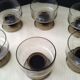 Set of 6 vintage smoked color cups 70s pegasus medallion