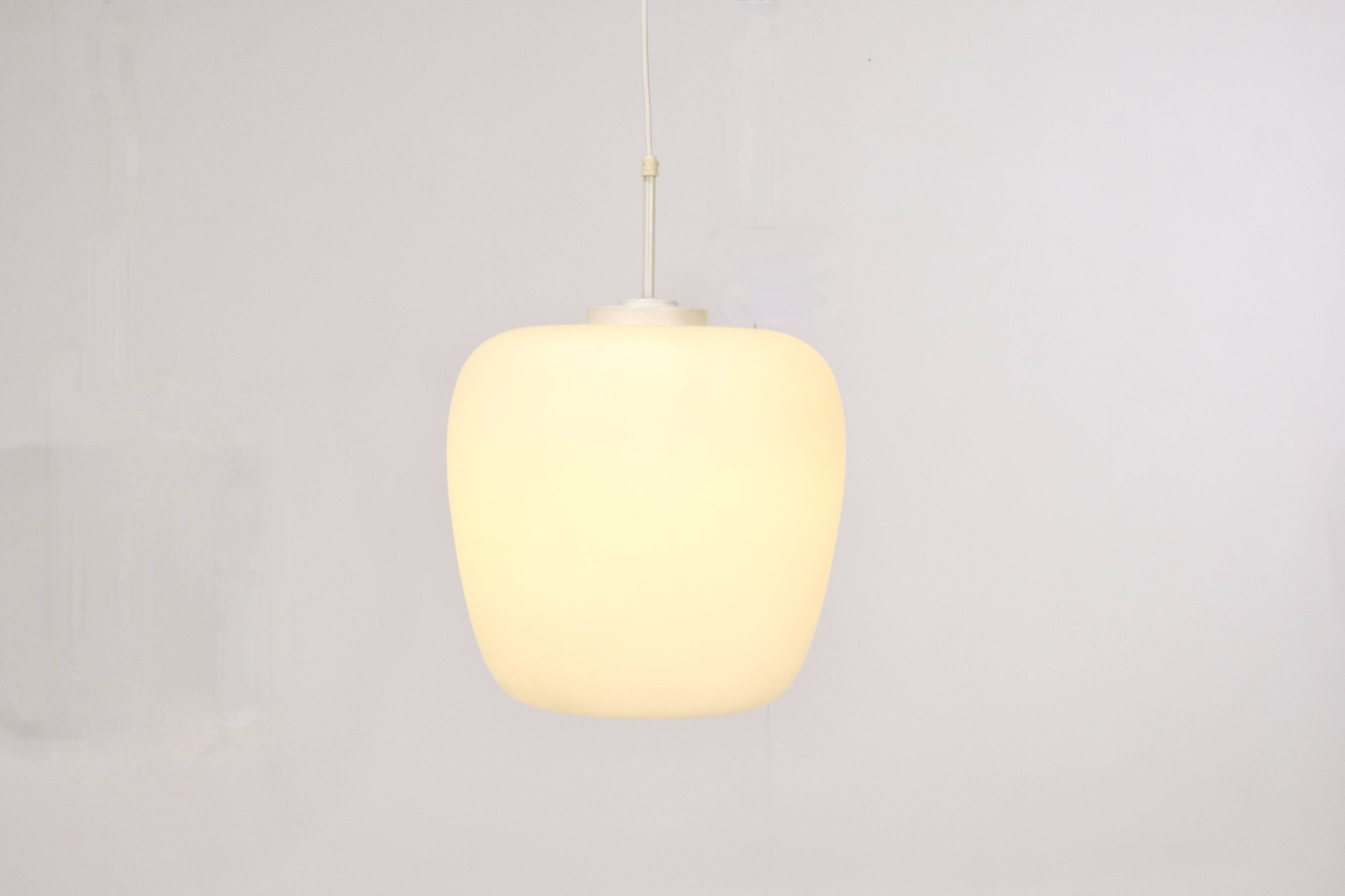 Large Scandinavian opaline pendant light - 1960s