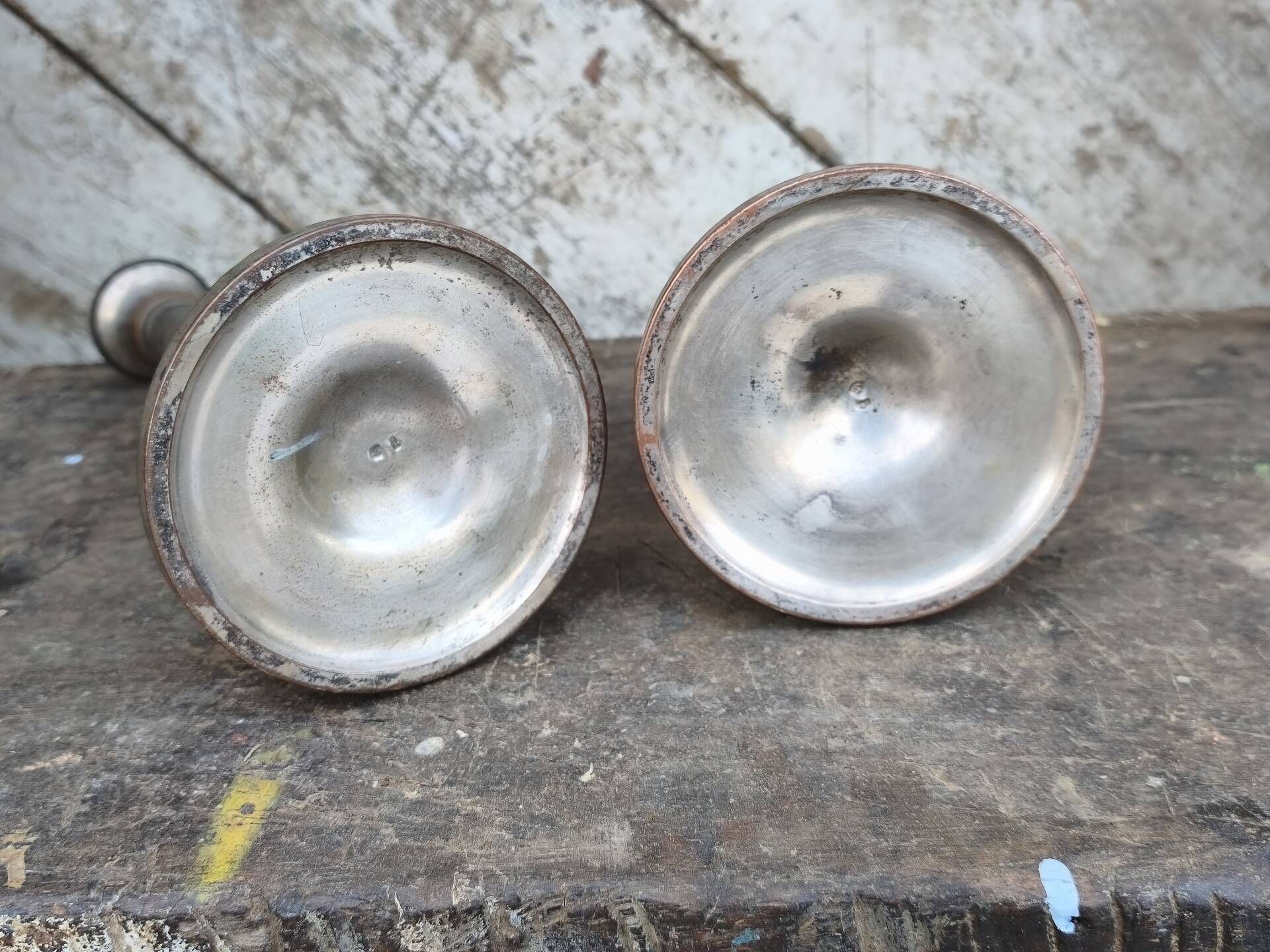 Pair of 19th-century copper candlesticks