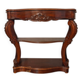 Napoleon III mahogany console table, carved decoration in rococo style.