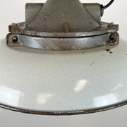 Industrial Grey Enamel Factory Cage Pendant Lamp in Cast Iron from Zaos, 1960s