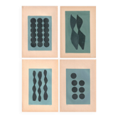 Collection de 4 peintures sur papier ancien signée eawy