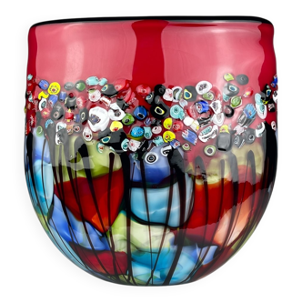 Vintage Murano Glass Vase Murrine, Italy, 1980s