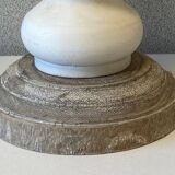 Pair of Candlesticks Candlesticks Turned Wood Carved Bleached Deco Art