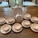 1930s art deco coffee service in pale pink earthenware with shell decoration