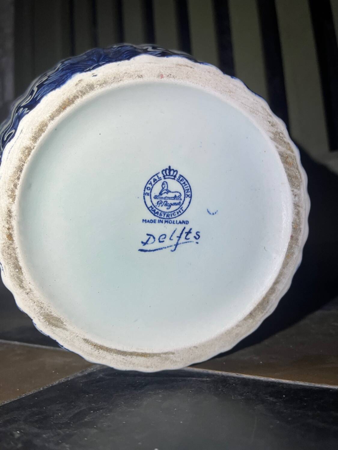 Vintage Delft Blue Ginger Jar: Blue and white ceramic vase