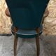 Old wooden bridge armchair + seat & back skaï vintage green