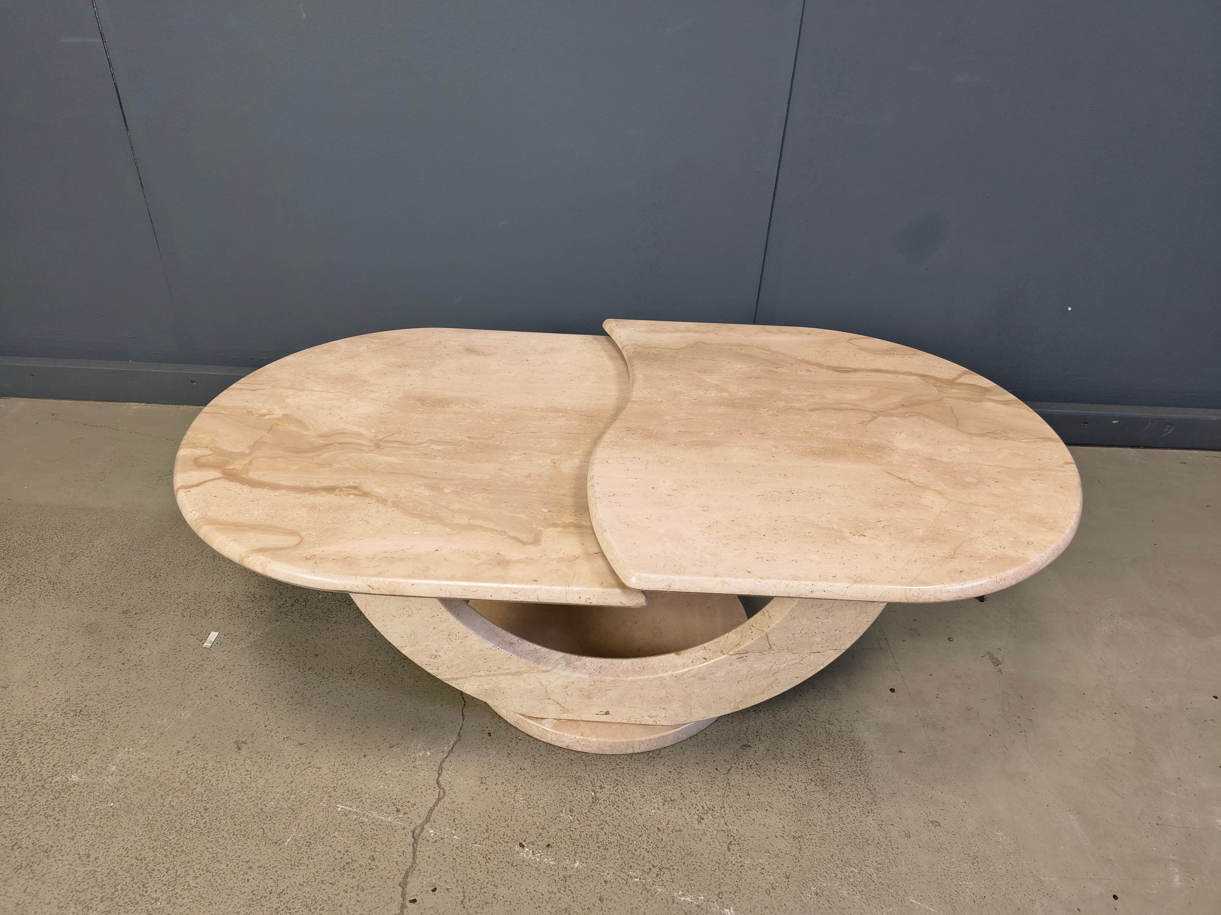 Vintage two tier travertine coffee table, 1970s