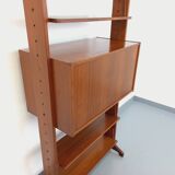Vintage modular secretary shelf bookcase in teak from the 60s