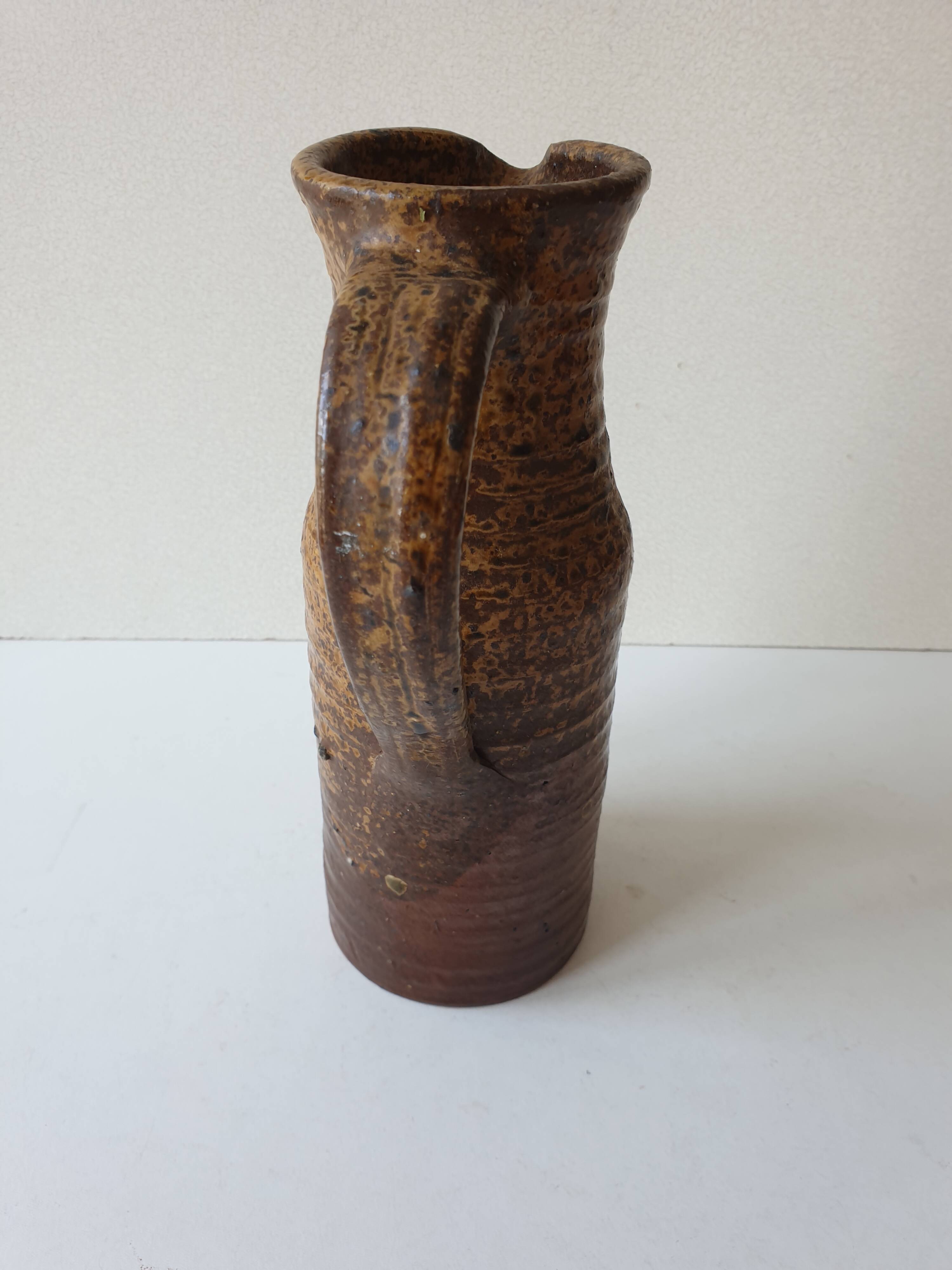 Ceramic pitcher (pyrite stoneware) Signed André Bodin height 22.5cm