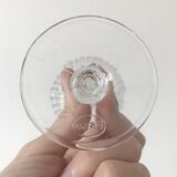 Set of 5 1920s style ribbed glass wine glasses