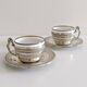 Victorian Alpaca Silver Tea or Coffee Pair of Cups and Plates, England 19th C.