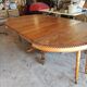 Oval oak table with carved details - known as a hunting table.